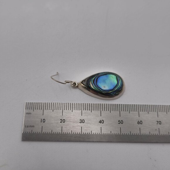 Sterling Silver Abalone Shell Large Earrings A3844 - Picture 5 of 6